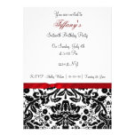 red damask Sweet Sixteen party Invitation invitations