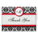 Red Damask Thank You Cards