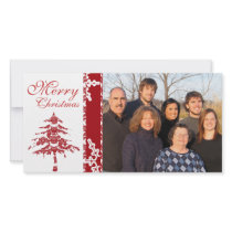 Red Damask Tree & Snowflakes  Merry Christmas photo cards