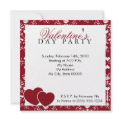 Red Damask Valentines Day Invitation invitation