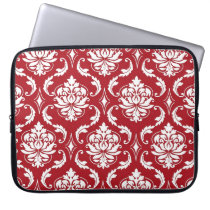 Red Damask Vintage Pattern laptop sleeves