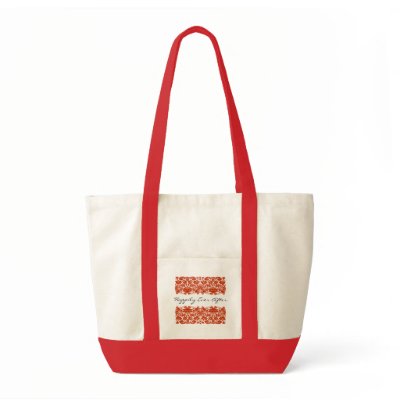 Red Damask Wedding Canvas Bag