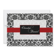 red damask wedding invitation invitation