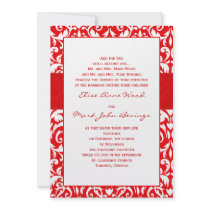 Red Damask Wedding Invitation Template