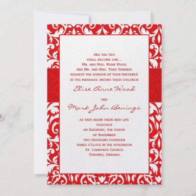 Red Damask Wedding Invitation