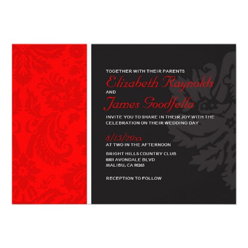 Red Damask Wedding Invitations