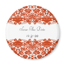 Red Damask Wedding magnets