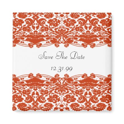 Red Damask Wedding magnets