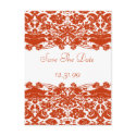 Red Damask Wedding postcards