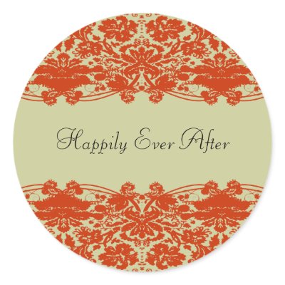 Red Damask Wedding stickers