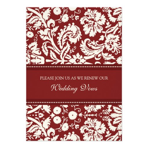 Red Damask Wedding Vow Renewal Invitations