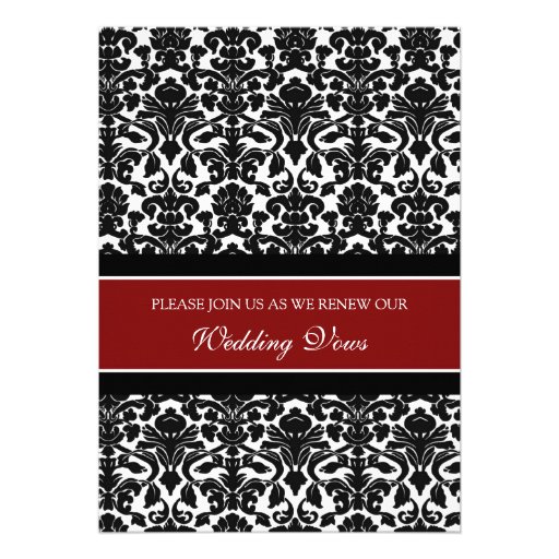 Red Damask Wedding Vow Renewal Invitations