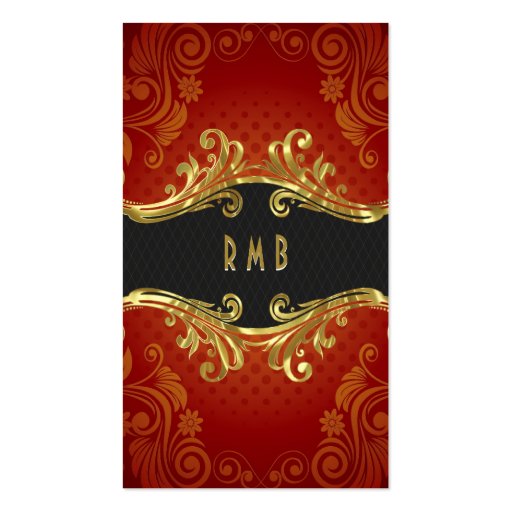 Red Damasks And Gold Leaf Look Business Card