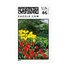 Red Darwin hybrid tulips flowers Stamps