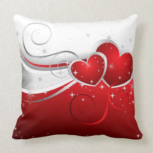 Red Deco Hearts American MoJo Pillow
