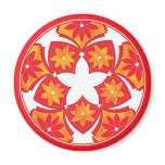 Red Decorative Floral Tiles Magnet
