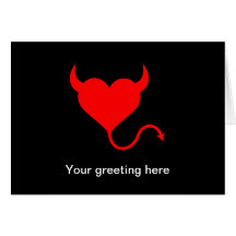 Red Devil Heart with Horns Greeting Card
