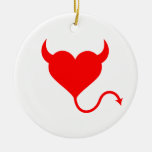 Red Devil Heart with Horns Ornament