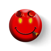 Red Devil Smiley Face - button
