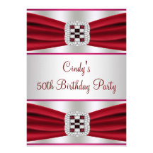 Red Diamond 50th Birthday Invitation
