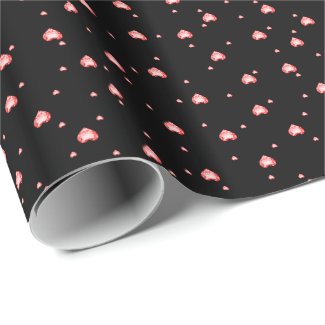 Red Diamond Hearts Seamless Pattern Wrapping Paper