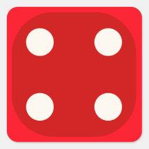 Red Dice Die Roll Four Square Seal Square Stickers