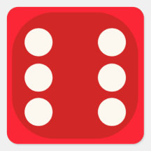 Red Dice Die Roll Six Square Seal Stickers