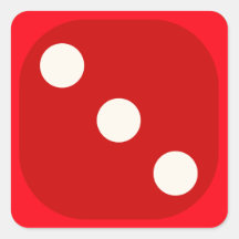 Red Dice Die Roll Three Square Seal Stickers