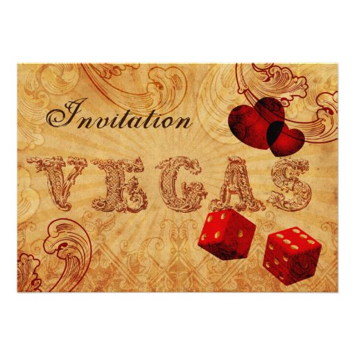 red dice Vintage Vegas wedding invites
