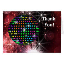 Red Disco Ball Thank You Cards