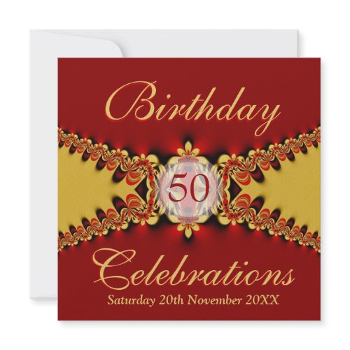 Red Diva Royal Gold lace Celebration Invitation invitation