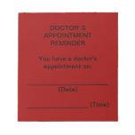Red Doctor's Appointment Reminder Notepad Memo Pads
