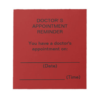 Red Doctor's Appointment Reminder Notepad Memo Pads