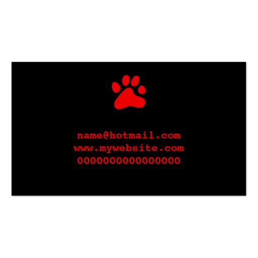 Red Dog Paw Business Card (back side)