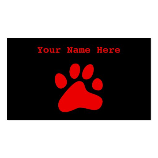Red Dog Paw Business Card (front side)