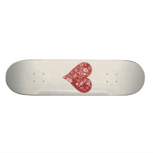 Red Doodle Heart Skateboards