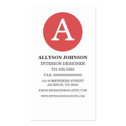 Red Dot Monogram Style Business Cards