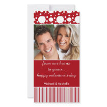 Red Dots and Stripes Valentine Photo Card photo cards by mousearte Red Dots and Stripes Valentine Photo Card photo cards