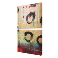Red Dots & Circles Painterly Abstract Diptych Gallery Wrap Canvas