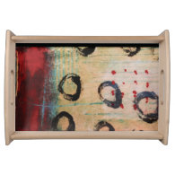 Red Dots & Circles Painterly Serving Tray