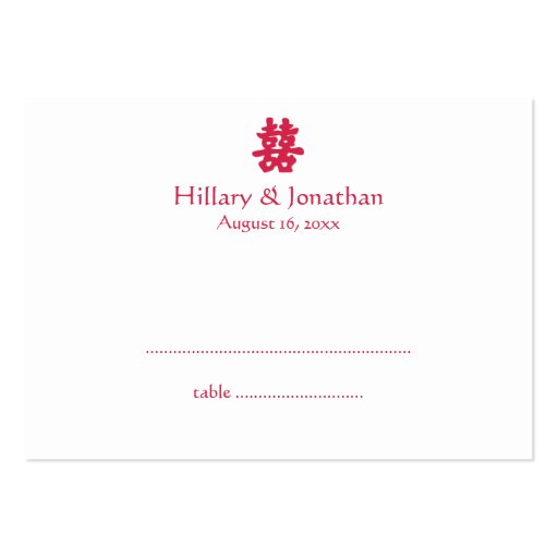 Red double happiness Chinese wedding escort card Business Card Templates
