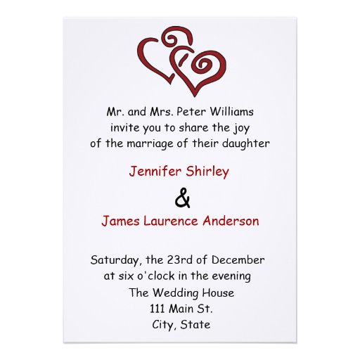 Red Double Heart Wedding Invitation