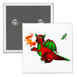 Red Dragon and Dragonfly Pinback Buttons