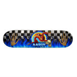 Red Dragon and Skull with name blue flame Custom Skateboard