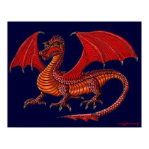 Red dragon art poster posters
