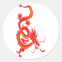 Red Dragon Chinese New Year Round Sticker