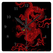 Red Dragon Clock at Zazzle