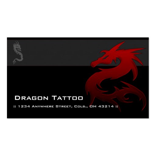 Red Dragon D1 Asian Tattoo Unique Business Cards (front side)