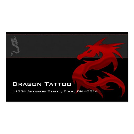 Red Dragon D2 Asian Tattoo Unique Business Cards (front side)