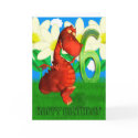 Red dragon dancing in the Garden Birthday Card by moonlake Red dragon dancing in the Garden Birthday Card